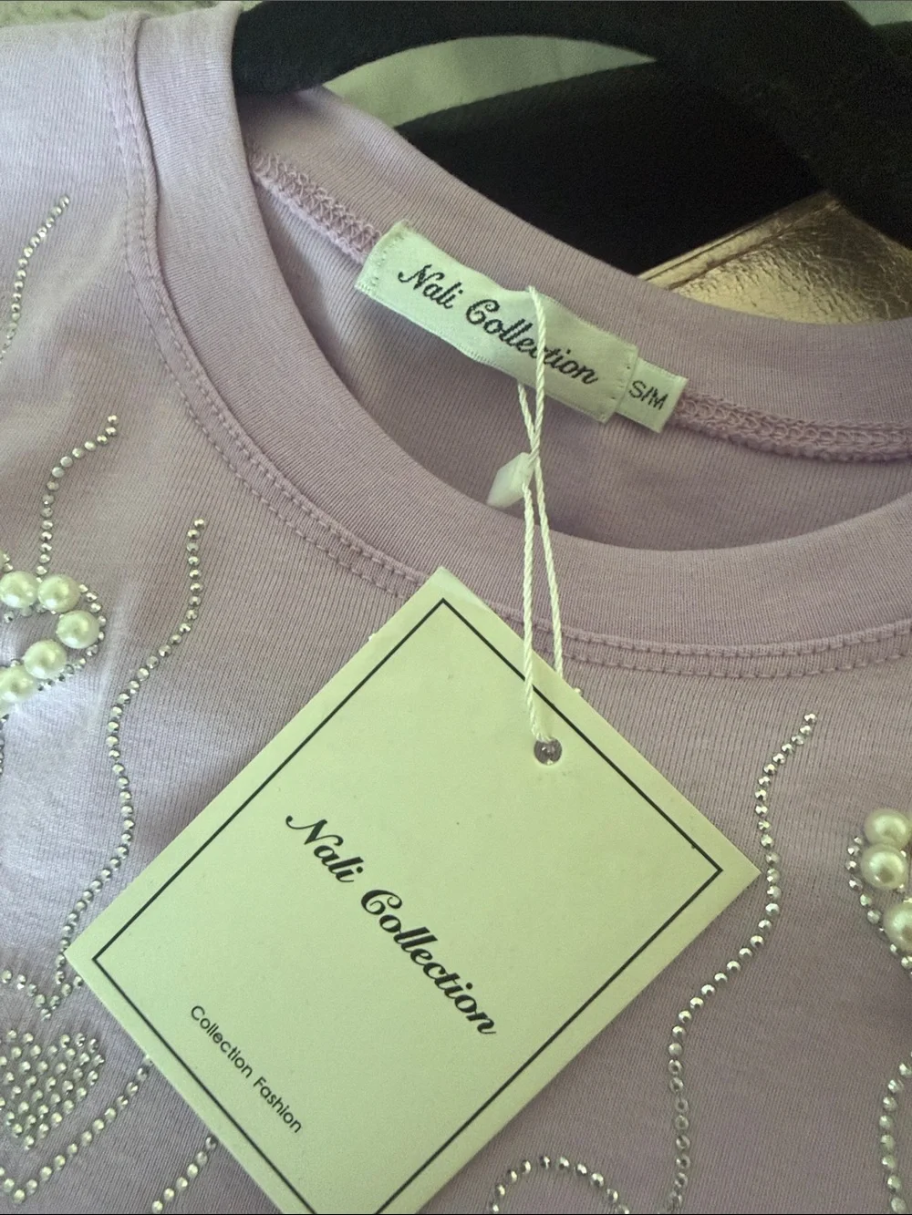 Lilac Heart-Embellished Crop Top Tee